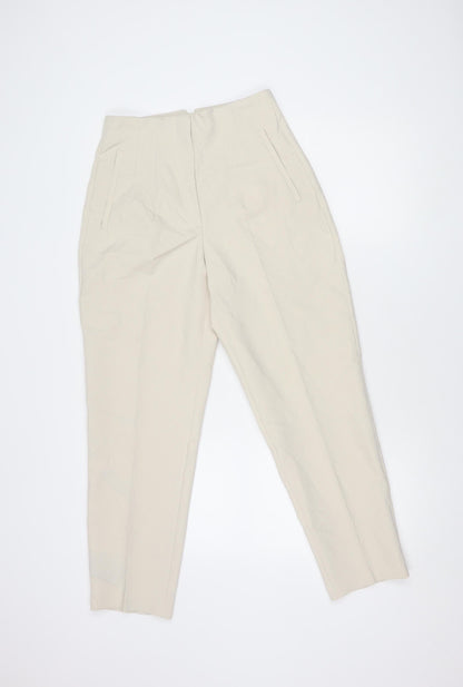 Womens UK Size M Zara Regular Fit  Beige Trousers