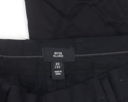 River Island Unisex Black Straight Trousers Size 30