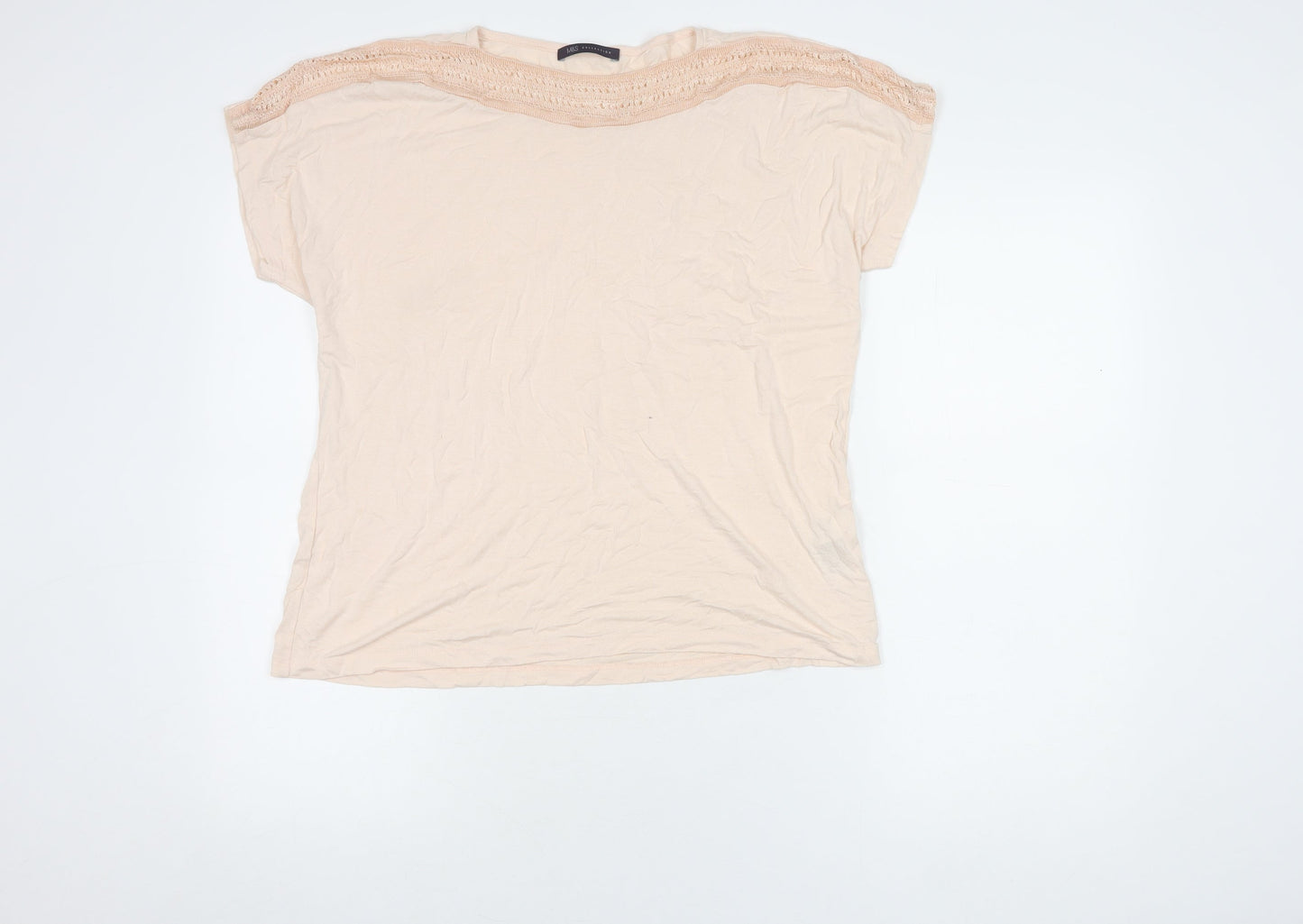 Womens UK Size 14 Marks and Spencer Pink Basic T-Shirt