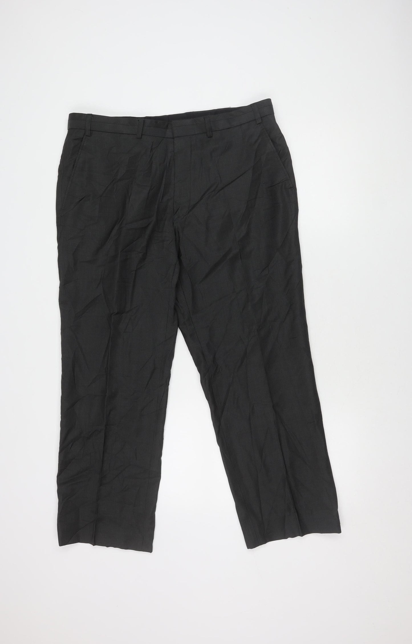 Next Men's Black Wool Trousers, 36S, Formal Wear
