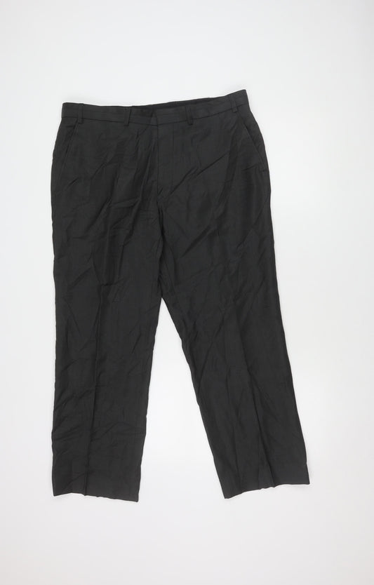 Next Men's Black Wool Trousers, 36S, Formal Wear