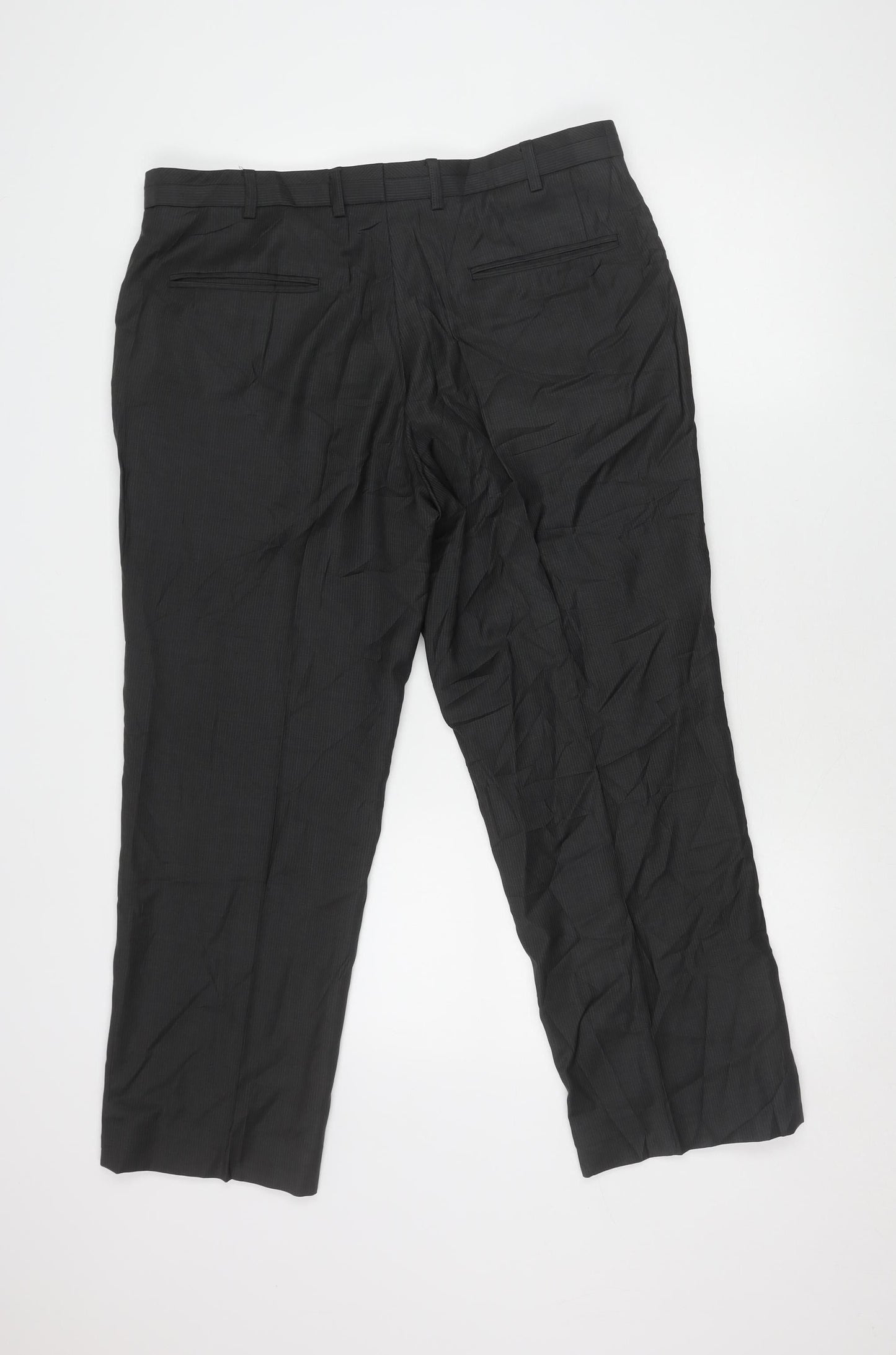 Next Men's Black Wool Trousers, 36S, Formal Wear