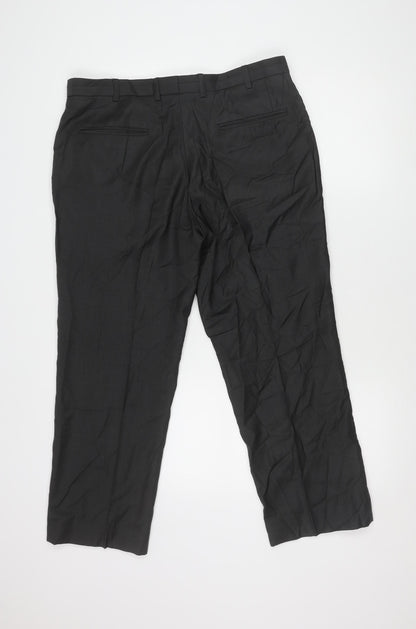 Next Men's Black Wool Trousers, 36S, Formal Wear