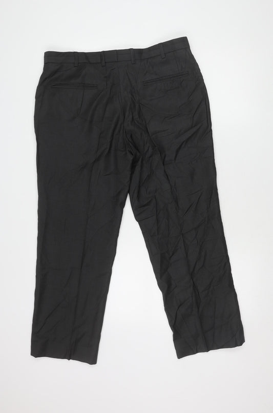 Next Men's Black Wool Trousers, 36S, Formal Wear