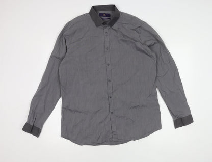 Next Men's Grey Slim Fit Long Sleeve Shirt