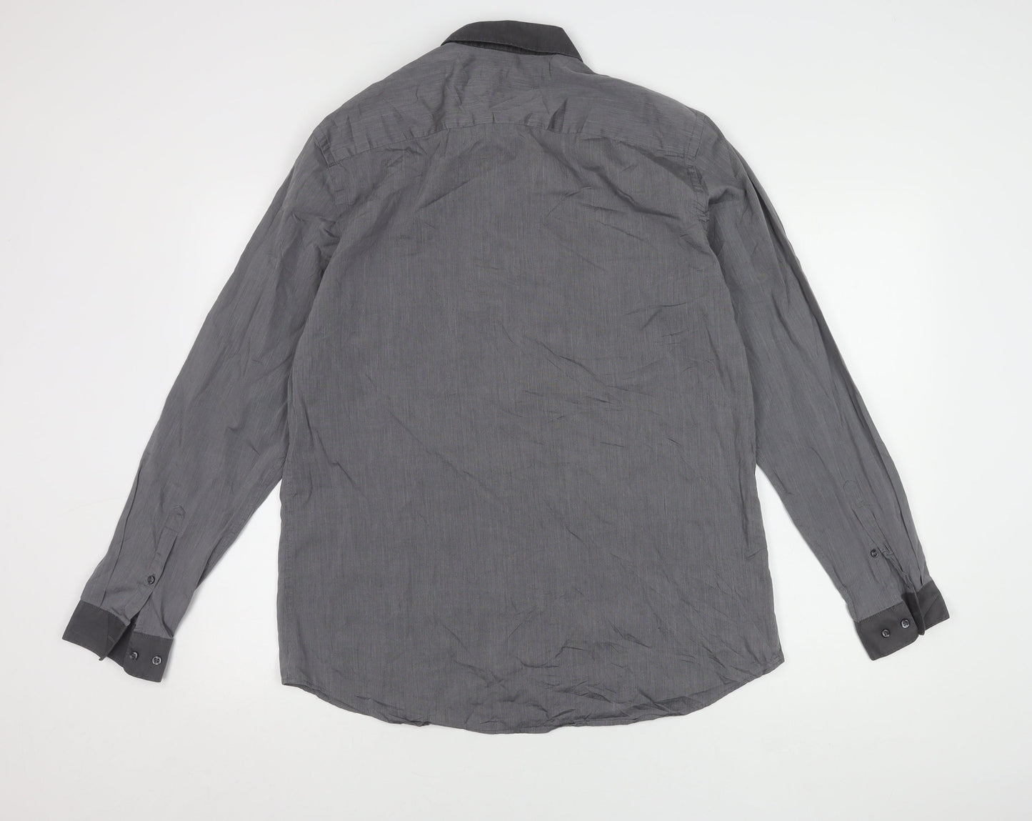 Next Men's Grey Slim Fit Long Sleeve Shirt