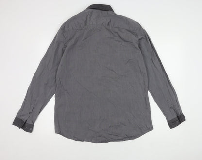 Next Men's Grey Slim Fit Long Sleeve Shirt