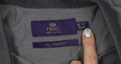 Next Men's Grey Slim Fit Long Sleeve Shirt