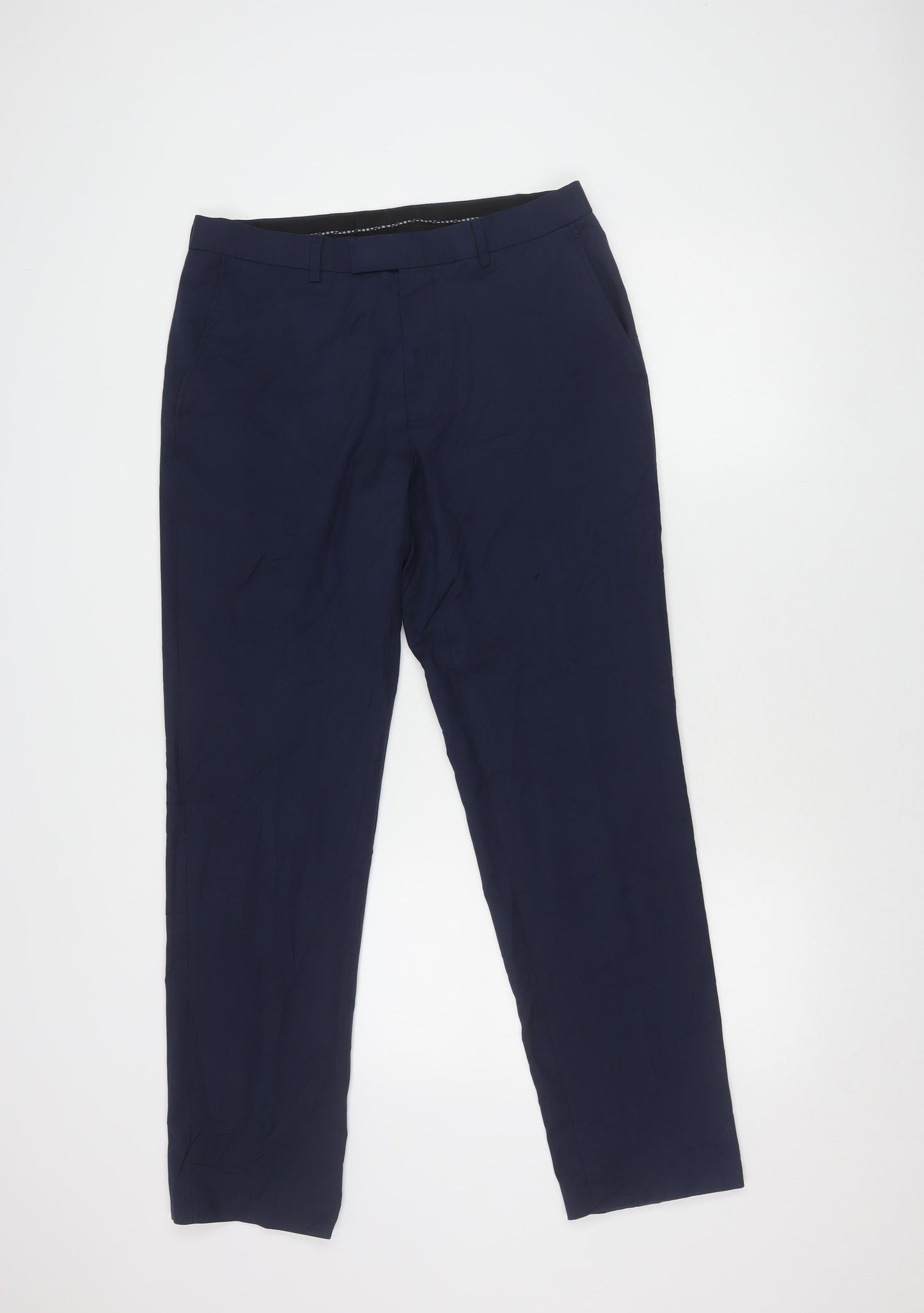 Marks and Spencer Men's Blue Regular Trousers 32