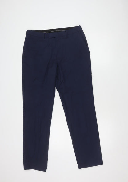 Marks and Spencer Men's Blue Regular Trousers 32