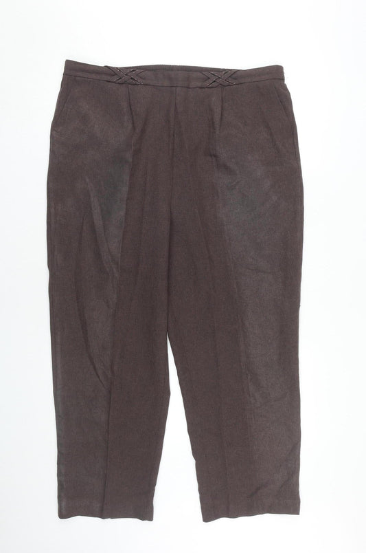 BM Collection Women’s Brown Polyester Trousers Size 18