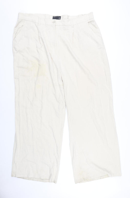 ASOS Design Women's Beige Wide-Leg Trousers Size 22