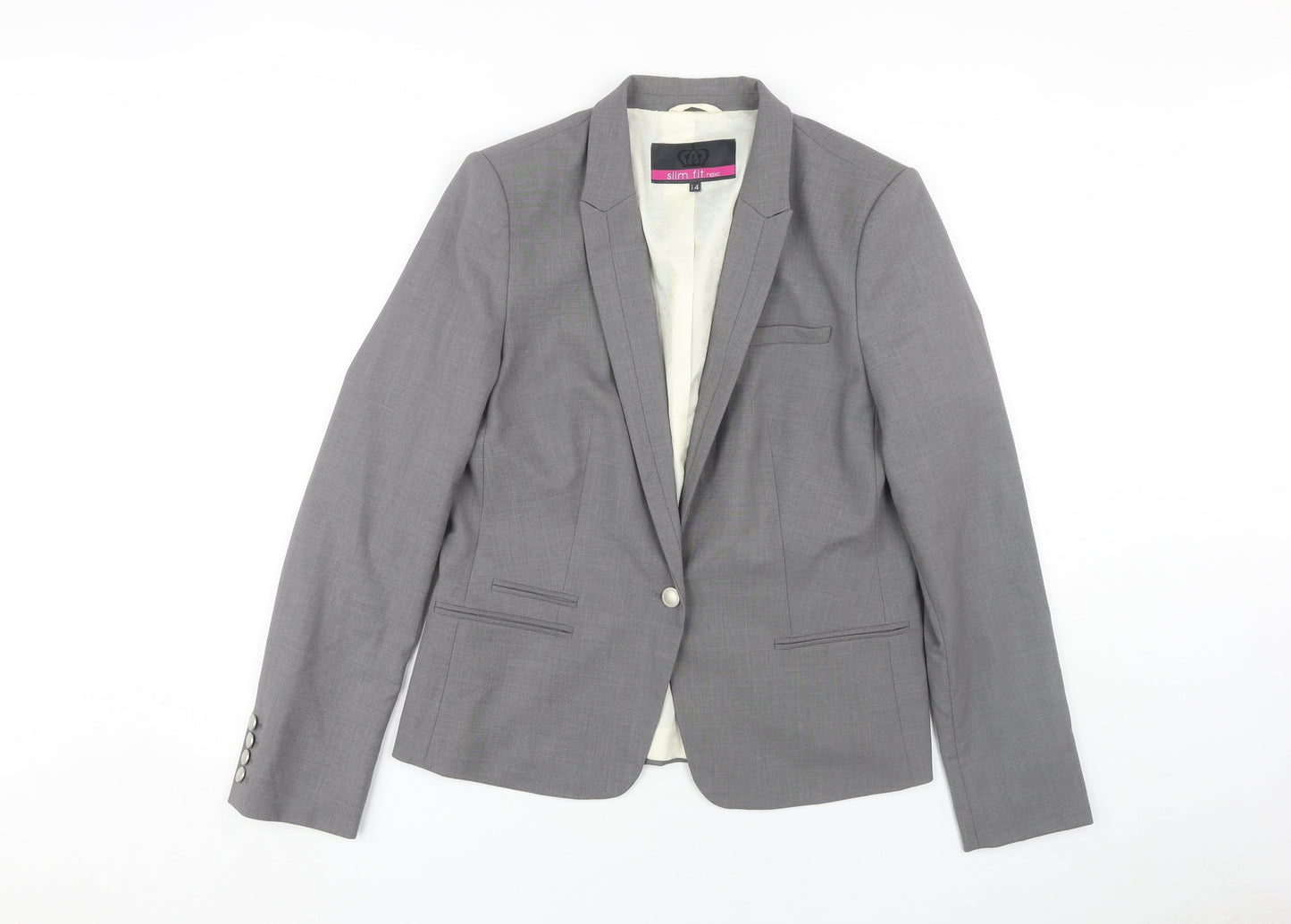 Next Women's Grey Slim Fit Blazer Size 14