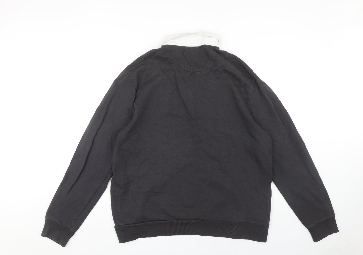 Marks and Spencer Black Polo, XL, Men's, Long Sleeve, Cotton