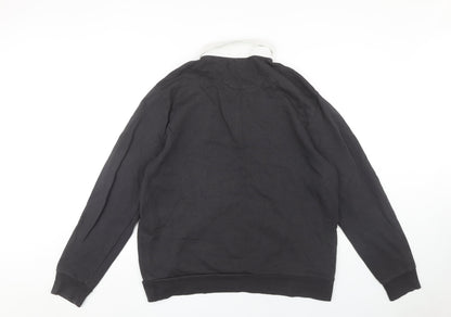 Marks and Spencer Black Polo, XL, Men's, Long Sleeve, Cotton