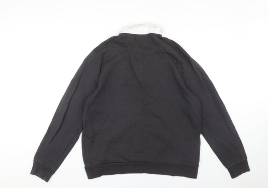 Marks and Spencer Black Polo, XL, Men's, Long Sleeve, Cotton