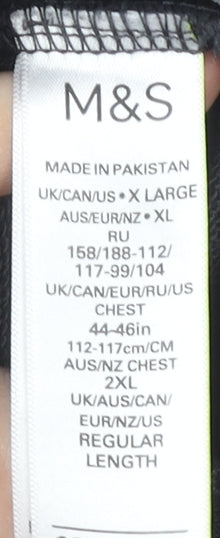 Marks and Spencer Black Polo, XL, Men's, Long Sleeve, Cotton