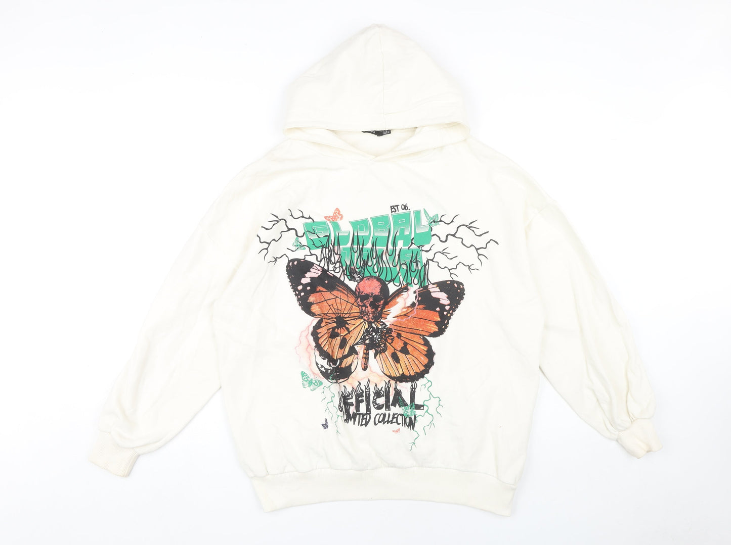 Boohoo Women's White Pullover Hoodie Size S