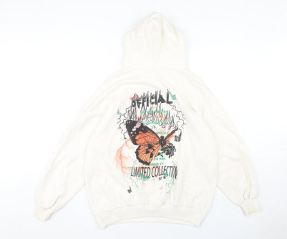 Boohoo Women's White Pullover Hoodie Size S