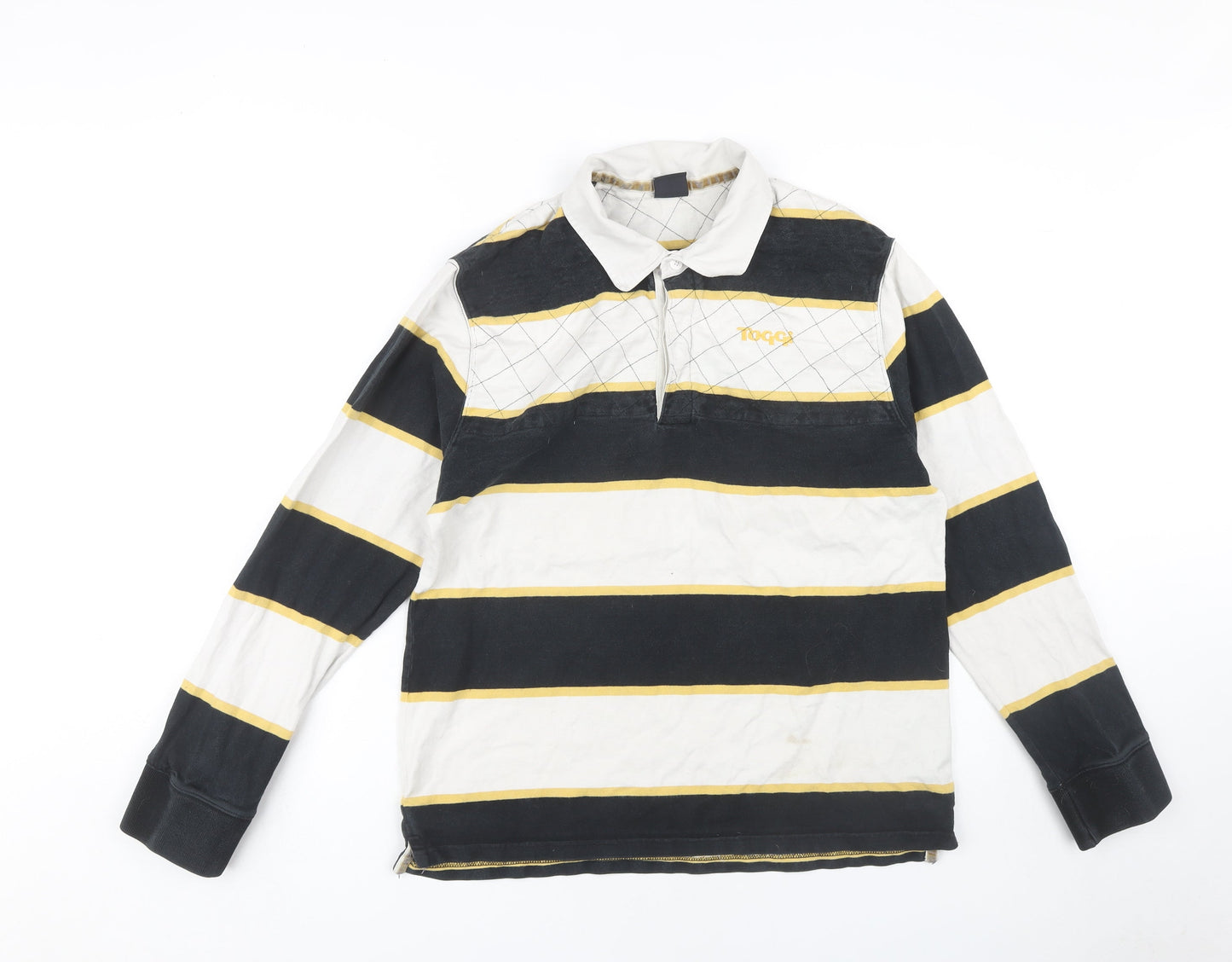 Toggi Men's Black Striped Polo, Long Sleeve, Size L