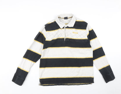 Toggi Men's Black Striped Polo, Long Sleeve, Size L