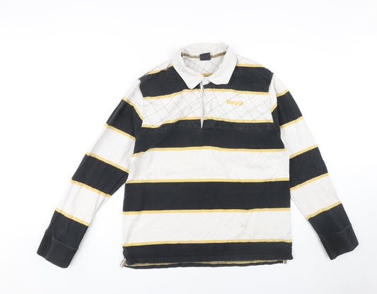 Toggi Men's Black Striped Polo, Long Sleeve, Size L