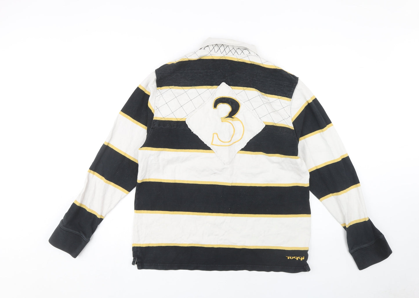 Toggi Men's Black Striped Polo, Long Sleeve, Size L