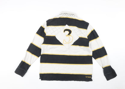 Toggi Men's Black Striped Polo, Long Sleeve, Size L