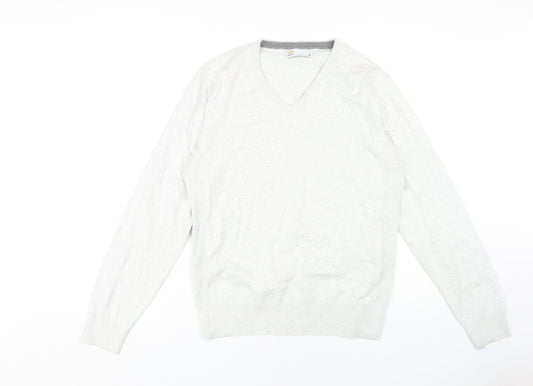 Next Men's Grey V-Neck Pullover Jumper Size M