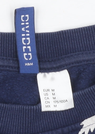 H&M Women's Blue Pullover Sweatshirt, M, Tropical Pattern