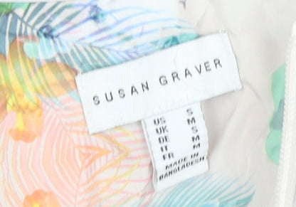 Susan Graver Women's Multicoloured Floral Puffer Jacket M