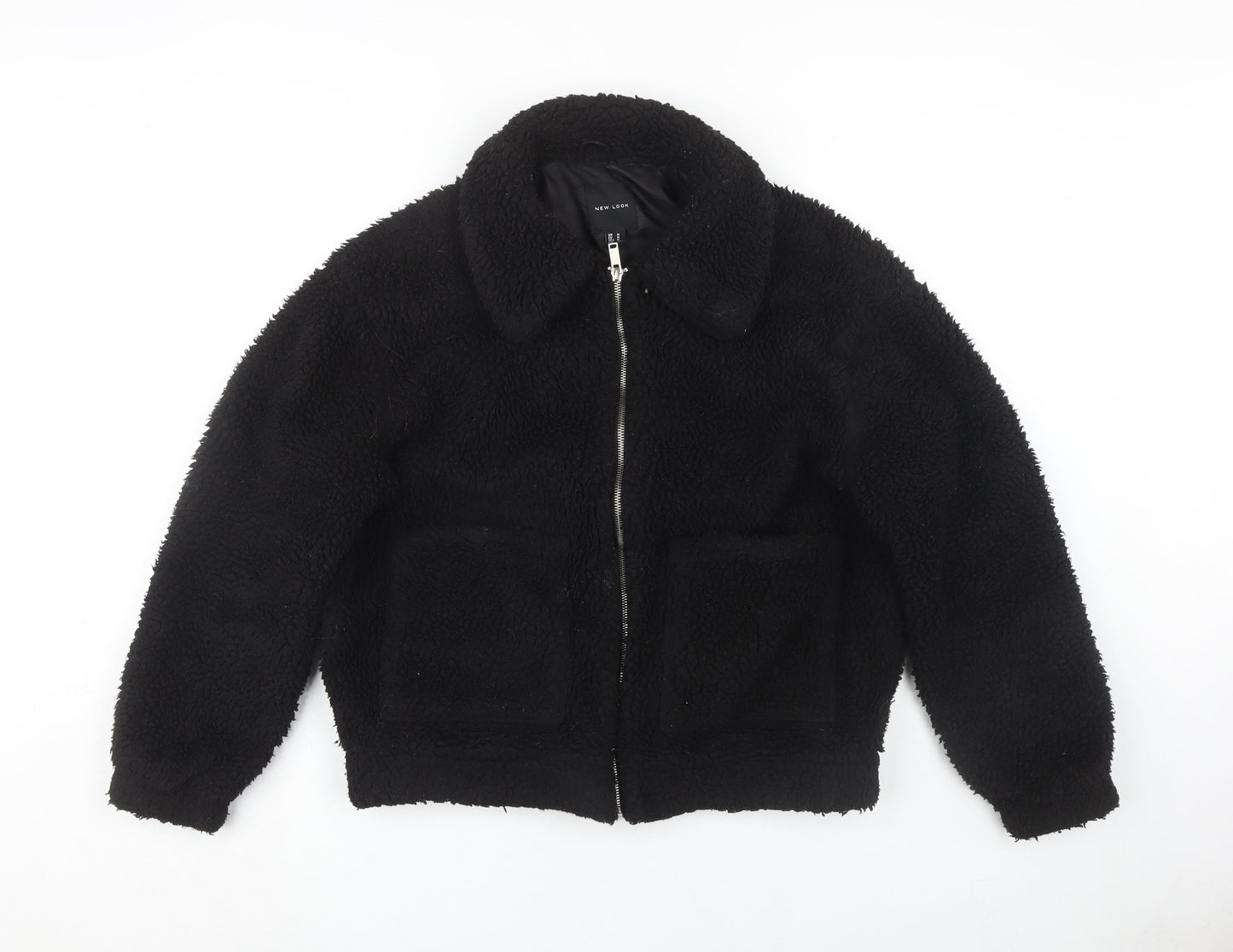Womens UK Size M New Look Black Bomber Jacket