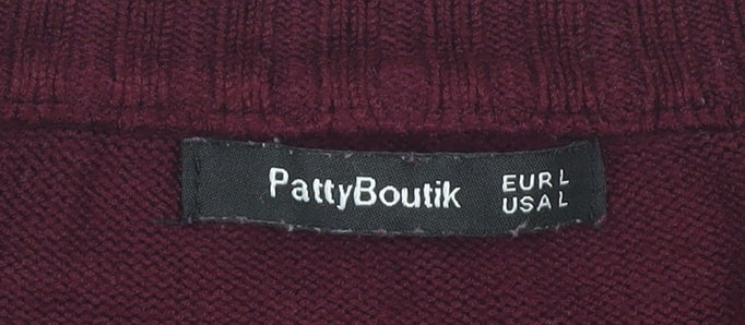 PattyBoutik Women's Red Striped V-Neck Jumper L