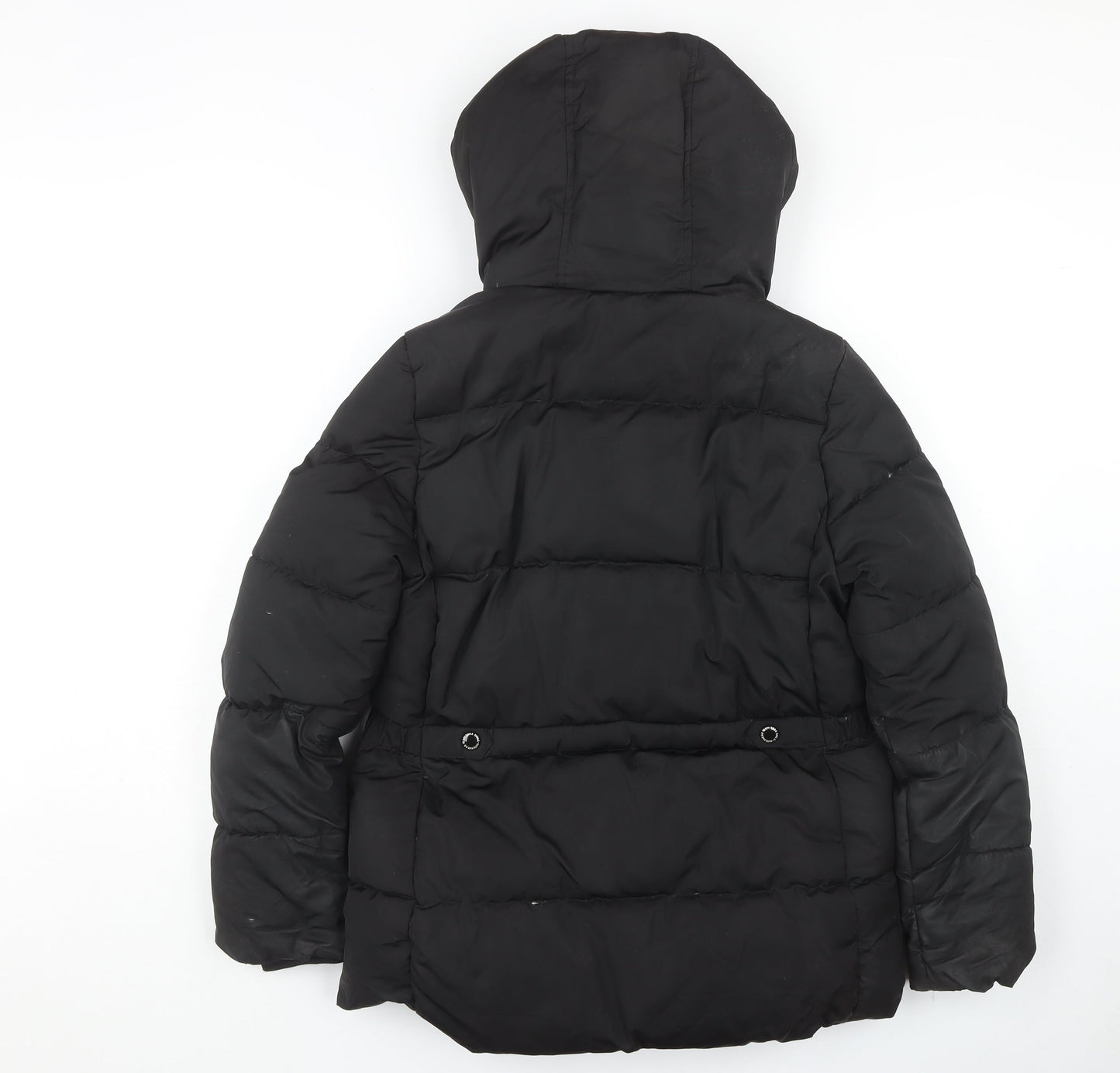 Zara Girls Black Puffer Jacket 13-14 Years With Hood