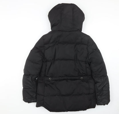 Zara Girls Black Puffer Jacket 13-14 Years With Hood