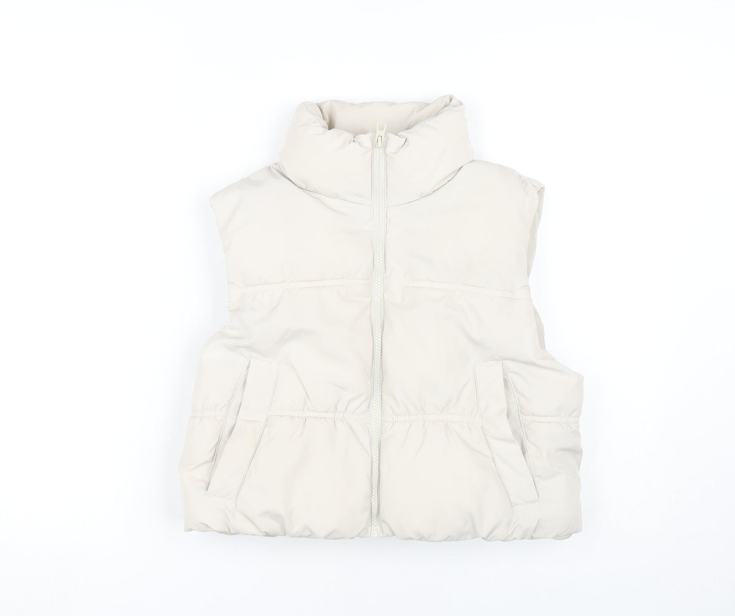 H&M Women's White Polyester Sleeveless Waistcoat S