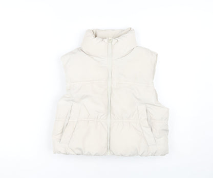 H&M Women's White Polyester Sleeveless Waistcoat S