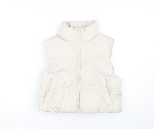 H&M Women's White Polyester Sleeveless Waistcoat S