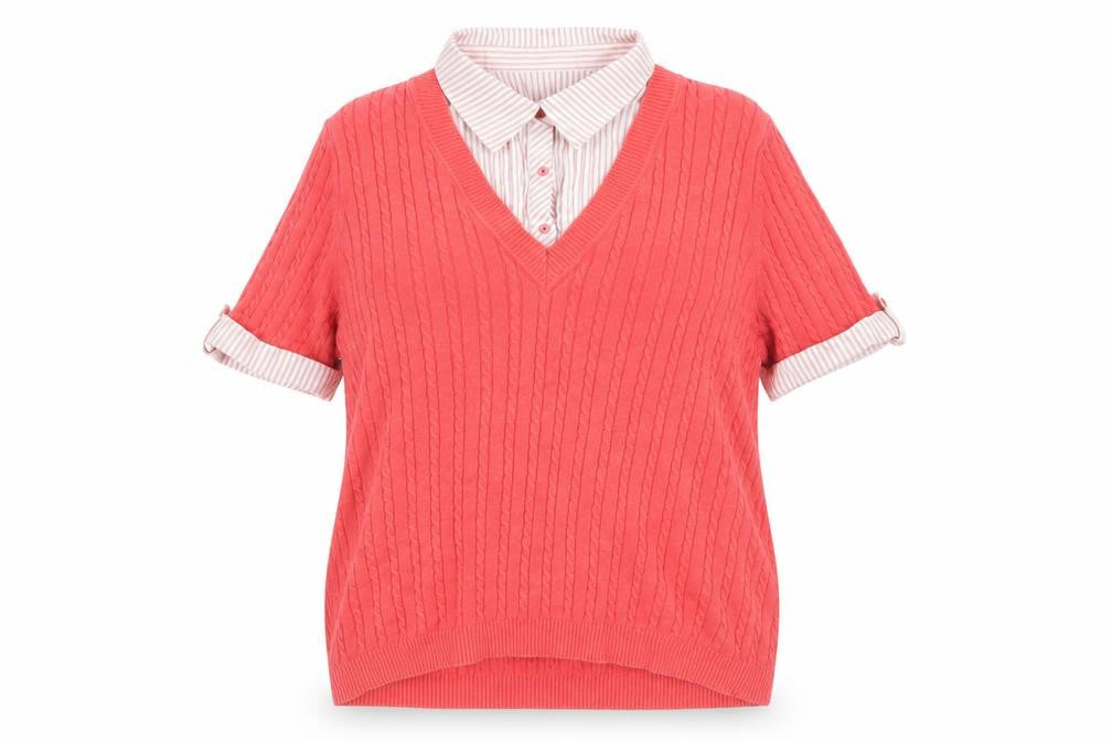 Womens UK Size 16 Maine Red Jersey Sweater