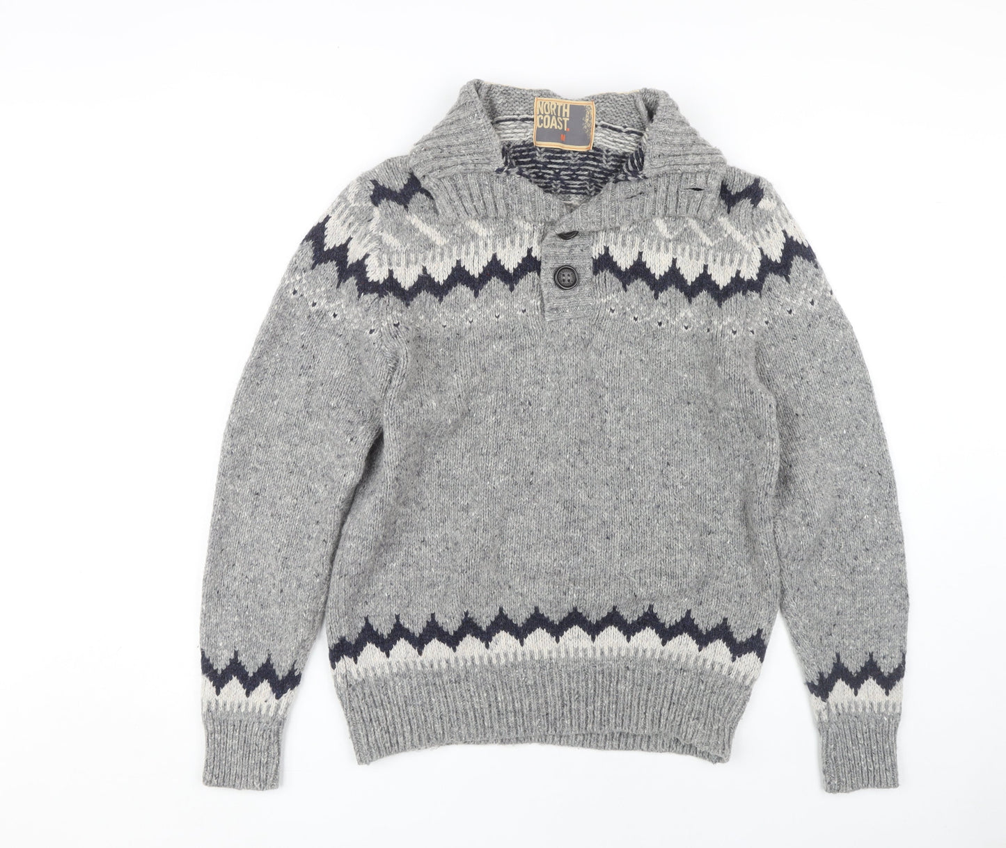 Marks and Spencer Men's Medium Grey Henley Jumper