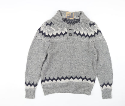 Marks and Spencer Men's Medium Grey Henley Jumper