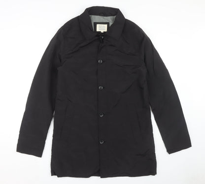 Mens UK Size S Brave Soul Black Overcoat