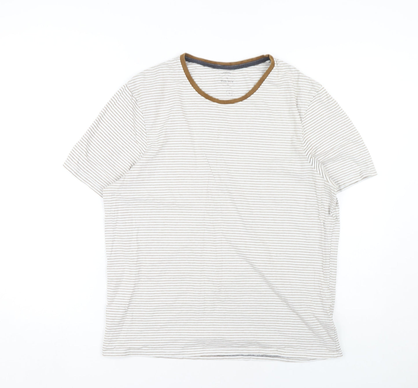 White Stuff Men's Brown Striped T-Shirt