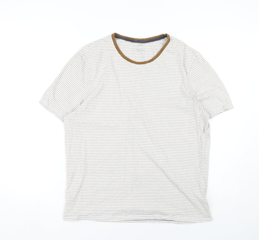 White Stuff Men's Brown Striped T-Shirt