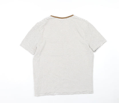 White Stuff Men's Brown Striped T-Shirt