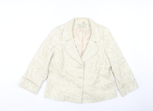 Roman Originals Women's Ivory Floral Blazer Size 16