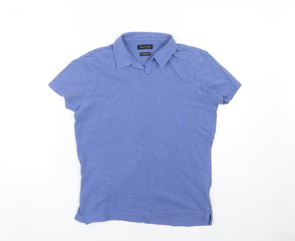 Massimo Dutti Men's Blue Polo Shirt, Size S, Cotton