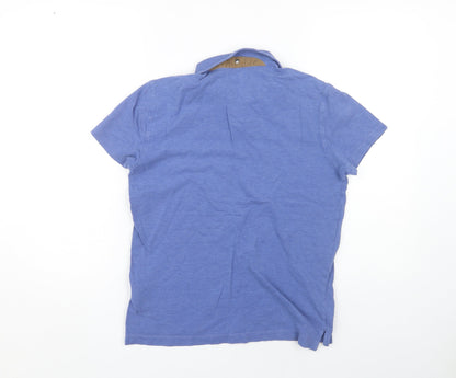 Massimo Dutti Men's Blue Polo Shirt, Size S, Cotton