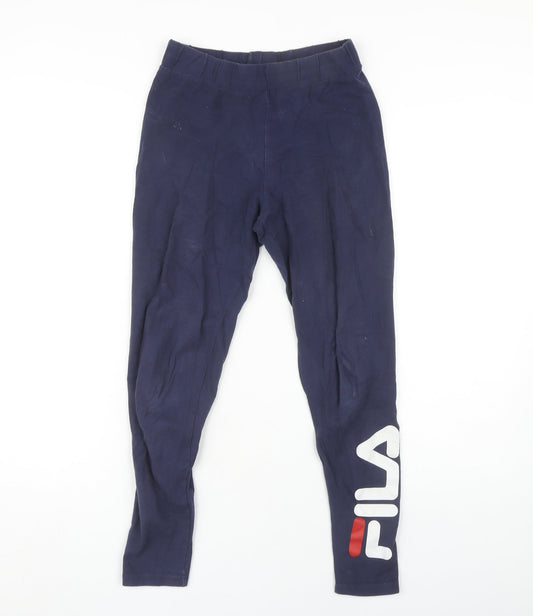 Additional front view of Fila Women's Blue S Leggings with Logo - Activewear