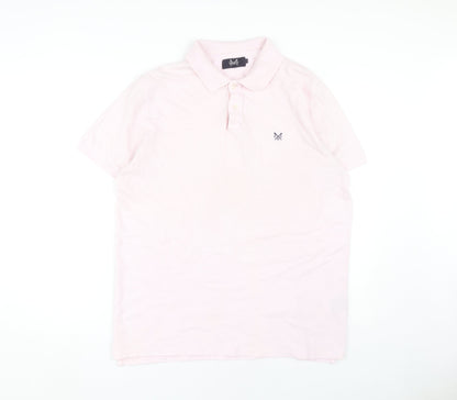 Crew Clothing Co. Men's Pink Polo, Size L, Logo Accent